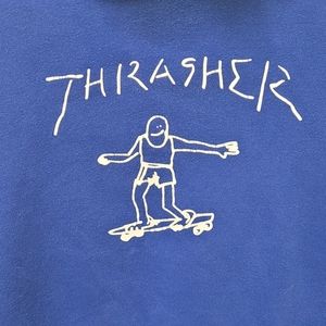 Thrasher Gonz Logo Hoodie Navy Blue Size: Medium